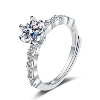 Douyin sống chuỗi cung ứng một carat D màu moissanite nhẫn kim cương nữ sáu móng vuốt bộ kim cương Medusa rắn nhẫn sống miệng