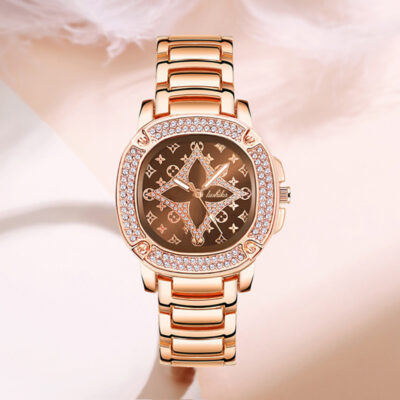 Lushka Mới Vuông Thời Trang Đồng Hồ Vàng Đồng Hồ Nữ Dây Thép Đồng Hồ Thạch Anh Kuaishou Douyin Trực Tiếp Điểm Bán Buôn