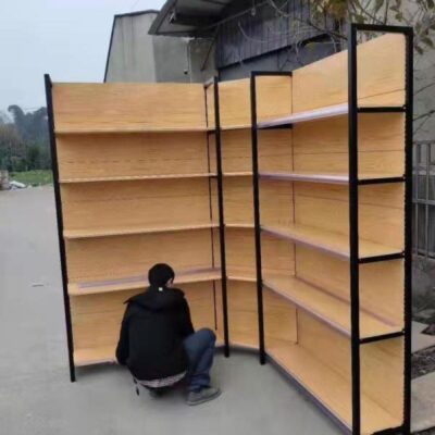 Kệ siêu thị vân gỗ bốn cột hàng loạt cửa hàng tiện lợi cửa hàng mẹ và bé Giá trưng bày cửa hàng văn phòng phẩm căng tin giá đựng đồ ăn nhẹ nhiều lớp