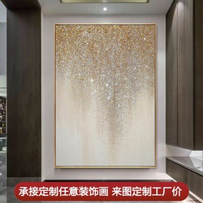 Tranh sơn dầu vẽ tay bầu trời đầy sao tỏa sáng hiện đại ánh sáng hiên nhà sang trọng nền tường trang trí tranh nhà hàng hành lang phòng khách lá vàng treo tranh