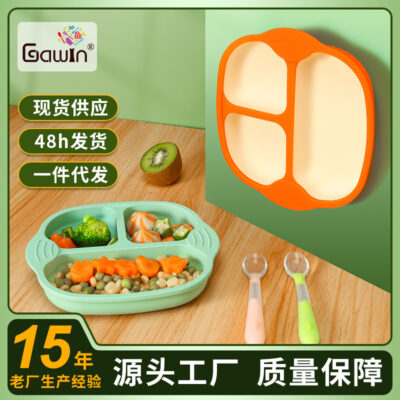 Hàn Quốc Ins Cho Bé Đĩa Trẻ Em Silicone Thực Phẩm Bổ Sung Bát Hoạt Hình Tấm Lưới Chống Thả Hút Bộ Đồ Ăn Cho Bé