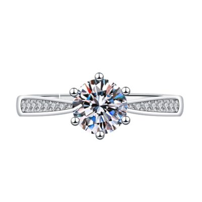 Mới ngọt ngào và thơm đề nghị sáu móng vuốt vi khảm nhẫn zircon nữ tính khí Moissanite sống miệng nhẫn cưới quà tặng