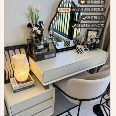 Bàn trang điểm tối giản hiện đại phong cách đơn giản phòng ngủ chung cư nhỏ tạo cảm giác nhẹ nhàng sang trọng bàn trang điểm tích hợp ngăn kéo tủ lưu trữ