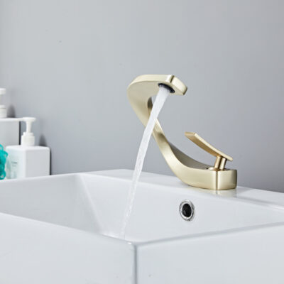 Vòi chậu rửa mặt nghệ thuật sóng 1 lỗ phòng tắm khách sạn vòi nước nóng lạnh mạ điện vòi phun sơn