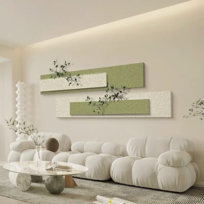 Phong cách màu kem phòng khách bức tranh trang trí Banner dải bức tranh tường đầu giường ba chiều thật bằng đá sa thạch bức tranh nền sofa bức tranh tường