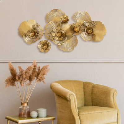 Trang trí nhà theo phong cách châu Âu Sắt rèn vàng treo tường trang trí câu lạc bộ mặt dây chuyền hoa trang trí tường ánh sáng sang trọng rỗng treo tường