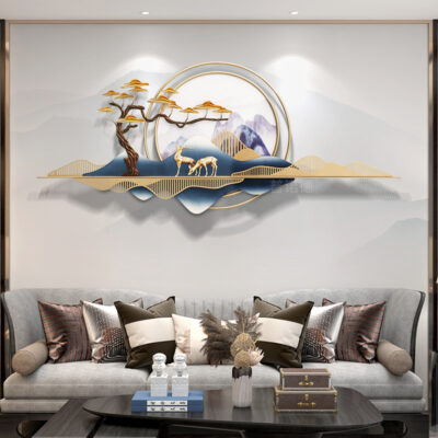 Trung Quốc mới phong cách treo tường nền sáng tạo tường trang trí phòng ngủ phòng khách kim loại ánh sáng đơn giản sang trọng mặt dây chuyền sắt rèn trang trí tường