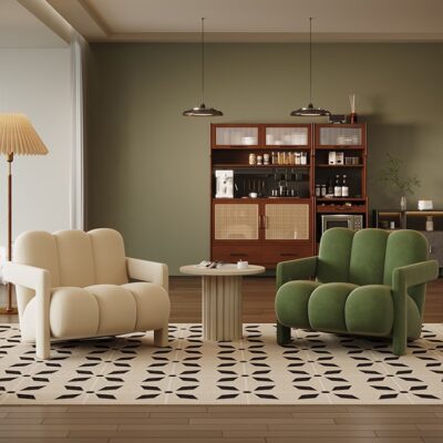 Ban công phòng khách sáng tạo lười biếng giải trí thiết kế ghế kem phong cách vải lưới màu đỏ sofa đơn ghế giải trí