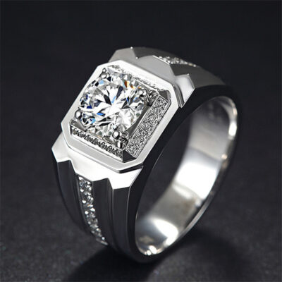 Phiên bản Hàn Quốc của chiếc nhẫn kim cương vàng 18K mạ bạch kim bán chạy nhất dành cho nam giới Nhẫn kim cương cầu hôn Nhẫn nam thông minh kim cương đích thực