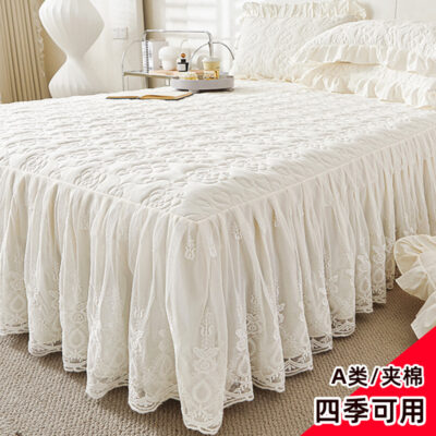 Lớp MỘT giường váy 2023 mới váy chần bông dày bốn mùa đa năng giặt sạch cotton công chúa gió một mảnh trải giường