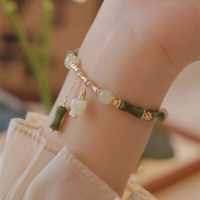 Phong cách Trung Quốc mới phong cách Trung Quốc ngọc ô liu chuỗi nút tre Vòng tay ngọc bích Hetian nữ thiết kế thích hợp cao cấp có ý nghĩa gửi bạn gái