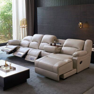 Không gian hạng nhất cabin điện phòng khách ghế dài kết hợp lớp đầu chức năng da bò góc sofa căn hộ lớn nhỏ