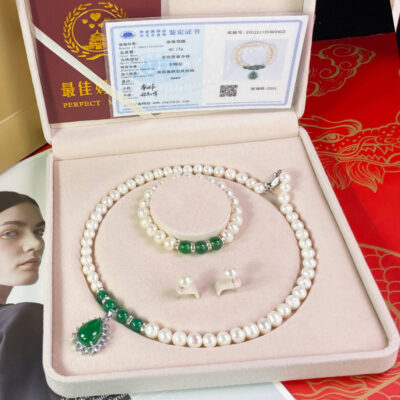 Vòng Cổ Ngọc Trai Nước Ngọt Tự Nhiên Chrysoprase Mặt Dây Chuyền Vòng Tay Ngọc Trai Trắng Gửi Mẹ Mẹ Chồng Ngày Của Mẹ Bán Buôn