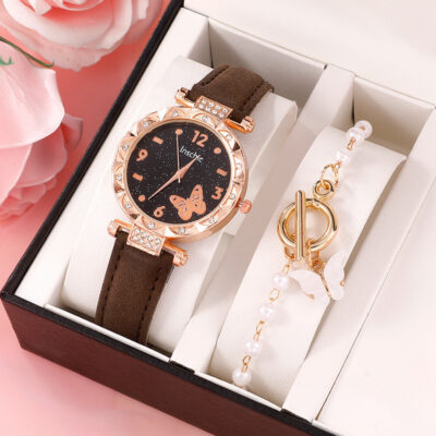 Mới ins gió đồng hồ nữ thời trang cá tính đơn giản đồng hồ đeo tay bướm kỹ thuật số dây đồng hồ nhà máy bán buôn