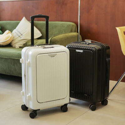 Thời trang mới 2023 Vali lên máy bay có bánh xe phổ thông hai hàng đa chức năng cao cấp dành cho nam và nữ 20 inch có nắp trước mở