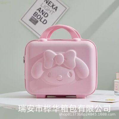 Hành lý xách tay nữ hộp đựng mỹ phẩm 14 inch vali nhỏ kích thước nhỏ nhẹ và dễ thương anime 3D thỏ mật khẩu túi