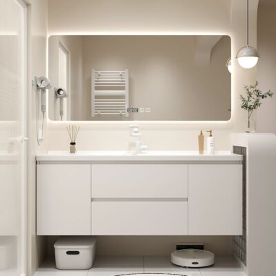 Phong cách kem gốm tích hợp hiện đại tối giản tủ chậu kết hợp chậu rửa chậu rửa phòng tắm tủ chậu rửa