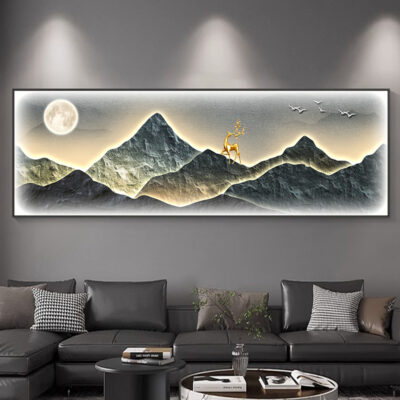 Đèn trang trí phòng ngủ sang trọng hiện đại tranh trang trí phòng ngủ chính tranh đầu giường cảm giác cao cấp tranh phong cảnh đèn tường có lớp nền tranh phòng khách