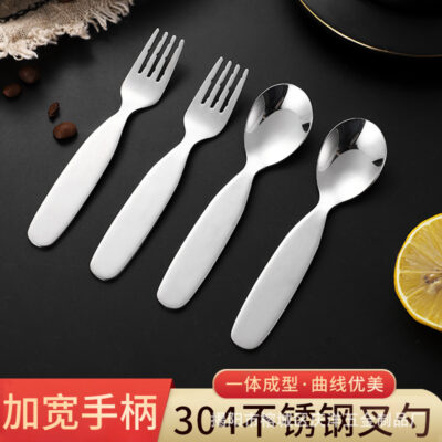 Bộ đồ ăn trẻ em bằng thép không gỉ 304 sáng tạo hộ gia đình bộ muỗng nĩa cho bé nĩa trái cây món tráng miệng muỗng nĩa muỗng cơm trẻ em