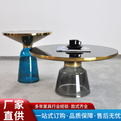 Bắc Âu tròn bàn cà phê kính Ins đá phiến bên bàn phòng khách thời trang cá tính góc nhỏ bàn khách sạn nghệ thuật bàn tròn nhỏ