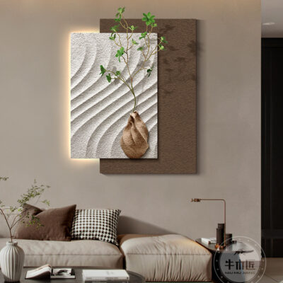 Bức tranh kết cấu ba chiều Ý tối giản phòng khách sofa nền tường bức tranh trang trí Cảm giác cấp cao hành lang lối đi bức tranh treo hiên nhà