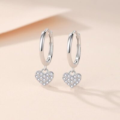 Bông tai tình yêu khảm kim cương S999 bóng đá nữ bạc phong cách ins bông tai tinh tế 2023 ánh sáng mới bông tai lưới sang trọng màu đỏ