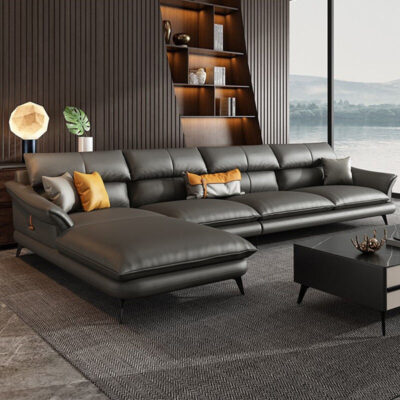 Sofa da phong cách Ý tối giản lớp đầu da đơn giản phòng khách hiện đại Bắc Âu Chaise da nghệ thuật nội thất sofa