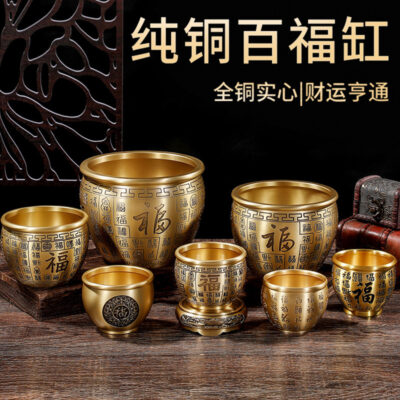 Xi lanh gạo bằng đồng thau Làm vật trang trí cũ Xi lanh Baifu Thu thập xi lanh Thủ công mỹ nghệ Máy tính để bàn Trang trí xi lanh đồng Dồi dào quà tặng bán buôn