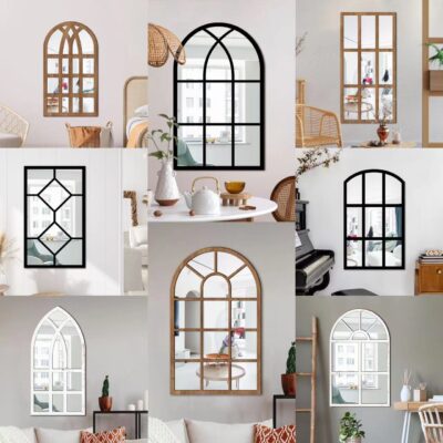 MZ420-427 ba chiều giả cửa sổ vòm gỗ gương acrylic dán tường tự dán nền tường trang trí gương