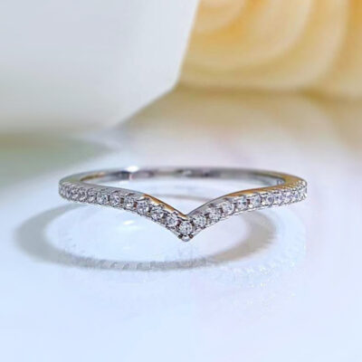 Mujing Trang Sức 2023 Mới S925 Bạc Hình Chữ V Nhẫn Xếp Chồng Nhẫn Nữ Nhẫn Cưới Ins Lưới Đỏ Đơn Giản Phong Cách Lạnh Lẻ