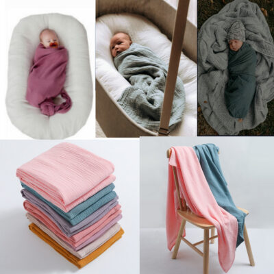 Baby Crepe Cotton Wrap Baby Chăn Baby Toddler Khăn tắm Baby Toddler Throw Chăn