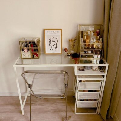 Bàn trang điểm bàn kính đơn giản hiện đại sáng sang trọng lưới đỏ căn hộ nhỏ cho thuê nhà cho thuê phòng ngủ bàn trang điểm