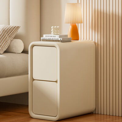 Đèn bàn cạnh giường ngủ màu kem gió sang trọng bằng gỗ nguyên khối của Pháp nhỏ khoảng cách cực hẹp 20cm mini hiện đại tối giản đầu giường tủ hẹp