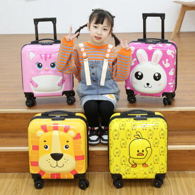 2023 mới 3D ba chiều hoạt hình dễ thương xe đẩy trẻ em còn hàng Vali bánh xe đa năng 18 inch bán buôn