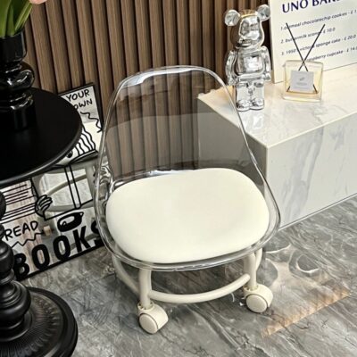 Acrylic nhỏ phân tắt tiếng với đa năng bánh xe trẻ em phân lưới nhỏ màu đỏ ghế ròng rọc phân thấp đường may đẹp phân tầng