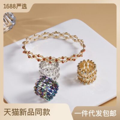 Châu Âu và Mỹ quốc tế mới sáng tạo nhẫn kính thiên văn biến dạng vòng đeo tay bằng đồng thời trang kích thước có thể điều chỉnh vòng tại chỗ bán buôn