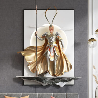 Chiến đấu và đánh bại Đức Phật tranh trang trí phòng khách bức tranh nền sofa bức tranh treo tường Vua khỉ Vua khỉ Bức tranh treo phù điêu ba chiều 3D