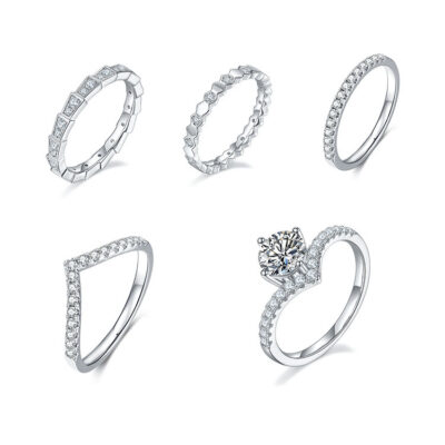 Vàng 18K Moissanite Nhẫn Nữ D Cấp VVS Độ Rõ Nét 3EX Cắt Tinh Tế Dây Vòng Thời Trang Đa Năng Hàng Vòng