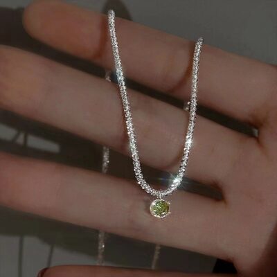 Bền bỉ S925 Bạc Ngọc Lục Bảo Đính Đá Zircon Vòng Cổ Nữ Sang Trọng Cao Cấp Cảm Giác Hốc Đa Năng Xương Đòn Dây Chuyền