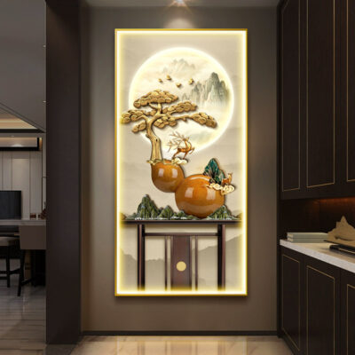 Trung Quốc mới hiên nhà tranh trang trí bầu treo tranh cửa ra vào hành lang lối đi bức tranh tường Fulu ý nghĩa bức tranh ánh sáng tốt