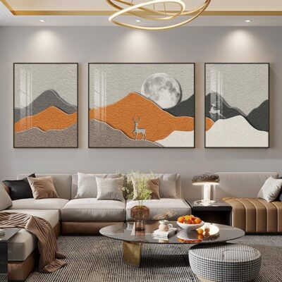 Tranh trang trí phòng khách có bồi lưng