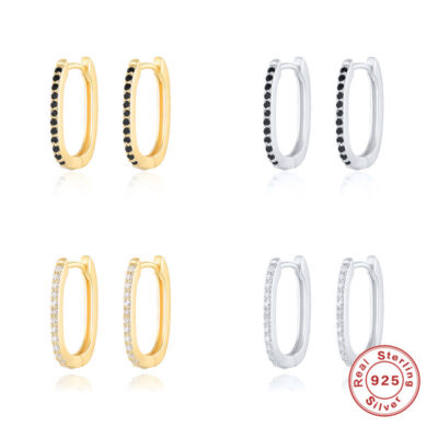 Bông tai hình bầu dục bằng bạc S925 mới bán chạy nhất Châu Âu và Hoa Kỳ phong cách sáng tạo đính kim cương cá nhân hợp thời trang bông tai bông tai