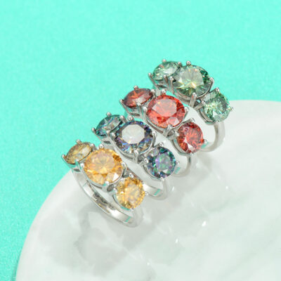 Âu Mỹ Xuyên Biên Giới Mới S925 Màu Bạc Moissanite Nhẫn Nữ Nhẹ Sang Trọng Thích Hợp Đá Quý Trang Sức Bán Buôn
