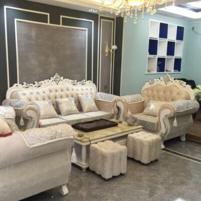 Ghế sofa vải phong cách Châu Âu phòng khách kết hợp kích thước căn hộ bằng gỗ nguyên khối sân trong có thể tháo rời và giặt được Ghế dài cao cấp dành cho ba người