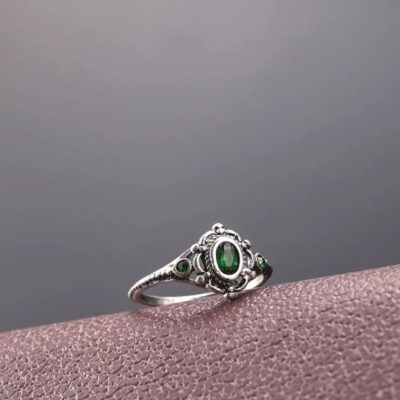 Chúc AliExpress Retro Chrysoprase Nhẫn Nam Nữ Xanh Đá Quý Nhẫn Nhẫn Bán Buôn