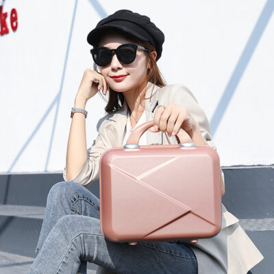 Mini Lưới Màu Đỏ Túi Đựng Mỹ Phẩm 14 Inch Nội Trú Vali Nhỏ Dễ Thương Vali Vali Lưu Trữ đẹp Vali