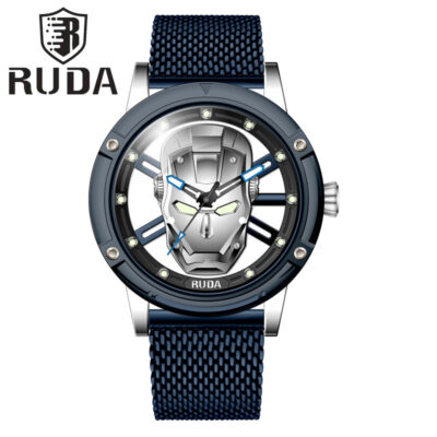 RUDA chất nổ xuyên biên giới AliExpress Shopee WISH Iron Man đồng hồ đeo tay thạch anh thắt lưng Milan đáy rỗng cho nam