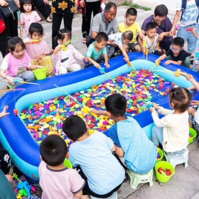 Vuông dày gian hàng câu cá bơm hơi bể bơi lớn trẻ em phát sáng từ tính 2 mặt ba chiều cá đồ chơi nước trẻ em