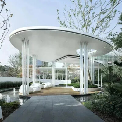 Ngoài trời phòng trưng bày lớn bằng thép không gỉ khung kim loại vọng lâu kết cấu thép phòng trưng bày cảnh quan khung vuông công viên công viên trang trí cảnh quan