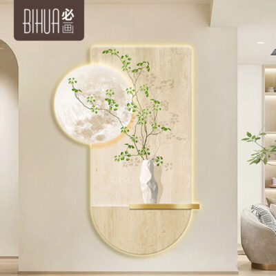 Ánh sáng và bóng tối cây xanh cảm giác tiên tiến tranh trang trí hiên nhà Bắc Âu hành lang treo tranh đèn led tranh phòng khách tranh dạ quang